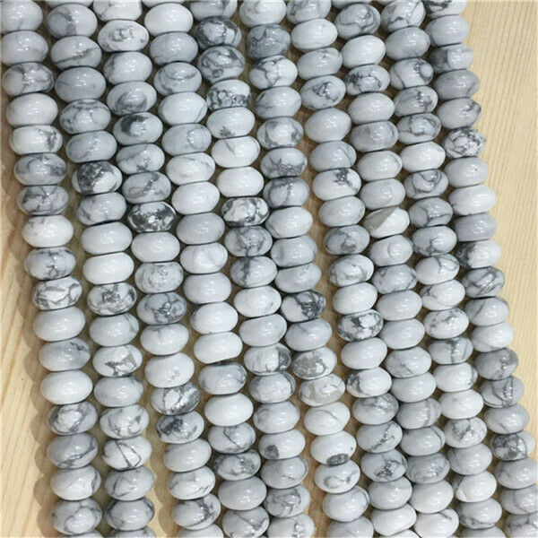 1 Strand 10x6mm Natural White Howlite Rondelle Abacus Spacer Beads 15.5" HH356