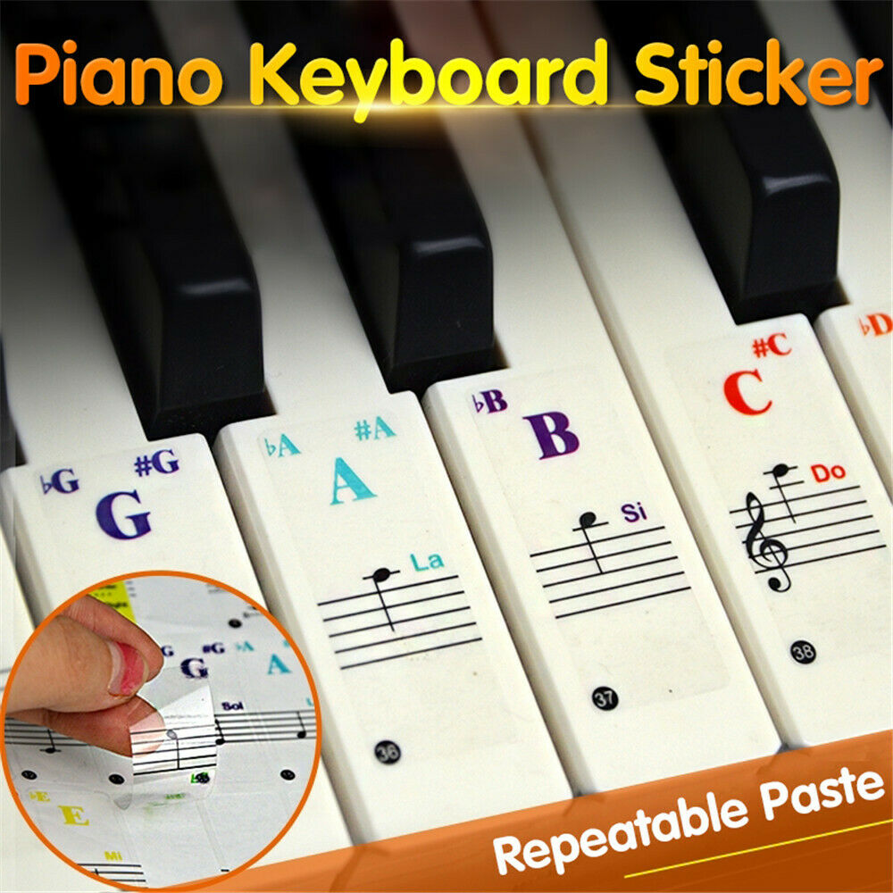 Removable PVC Piano and Keyboard Stickers for 49 61 76 88 Transparent DIY