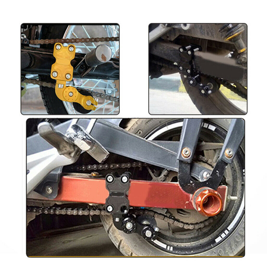1 Set Motocycle Chain Tensioner Roller 52mm Dia, Automatic Adjuster Yellow