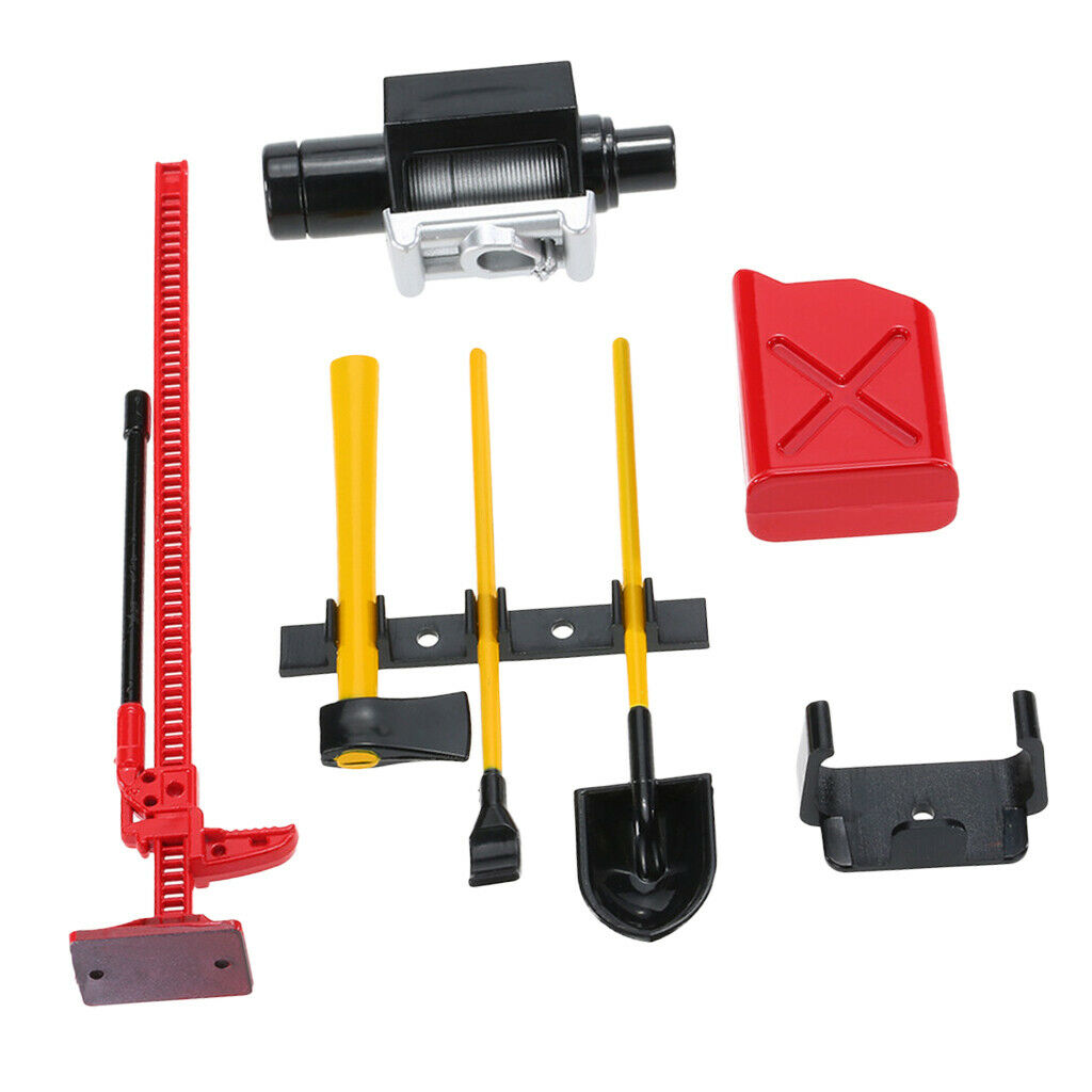 1/10 RC Crawler Car Roof Rack Cool Decor Accessories Tools Set red+yellow
