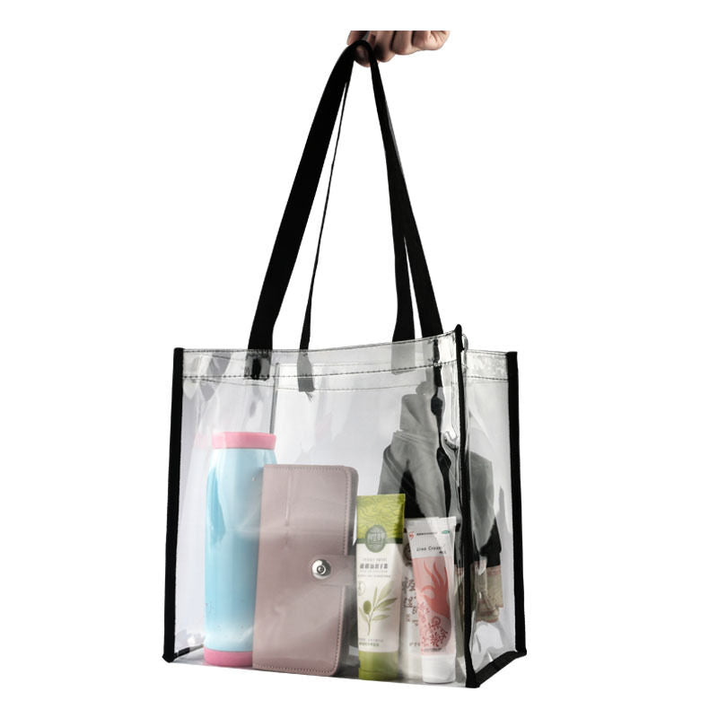 Women Cosmetic Bag Reusable Shoulder Bag Handbag PVC Clear Street Beach Totes