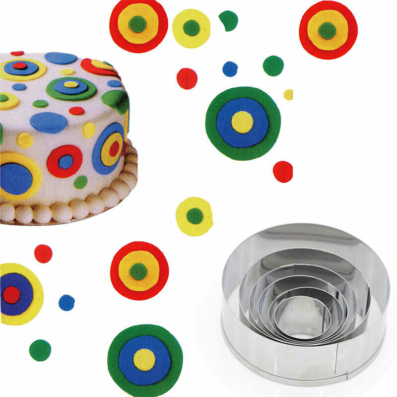6pcs round Shape Mold Mousse Ring Mold Stainless Steel Cake Cutter Bake w.l8