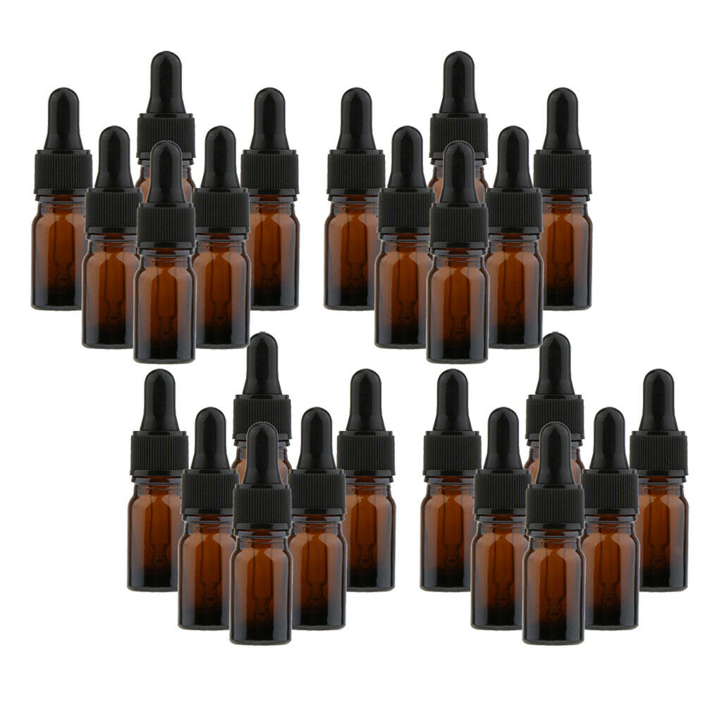 Packs of 24 Amber Glass Bottles with Eye Dropper for Essential Oils 10ml