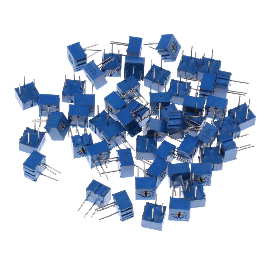 50 Pieces 1K Ohm Multi Turn Rotary Potentiometer Trim Precision Cutting Board