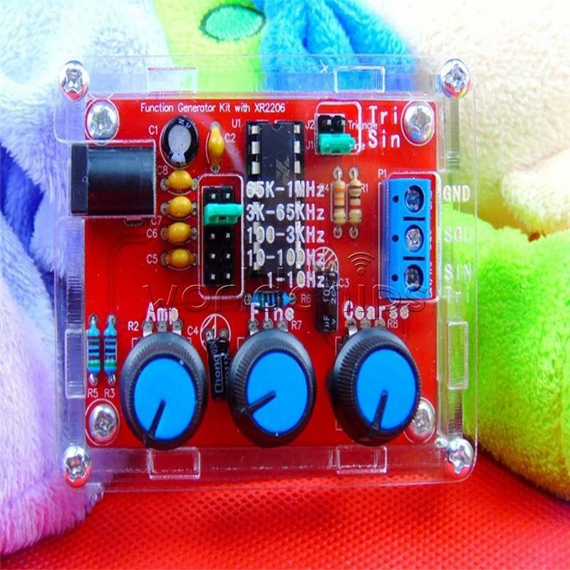 XR2206 Function Signal Generator DIY Kit Sine/Triangle/Square Wave DC9-12V +Case