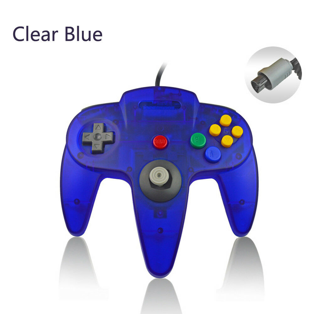 Clear Blue N64 Video Wired Classic Controller Gamepad Joystick Joypad