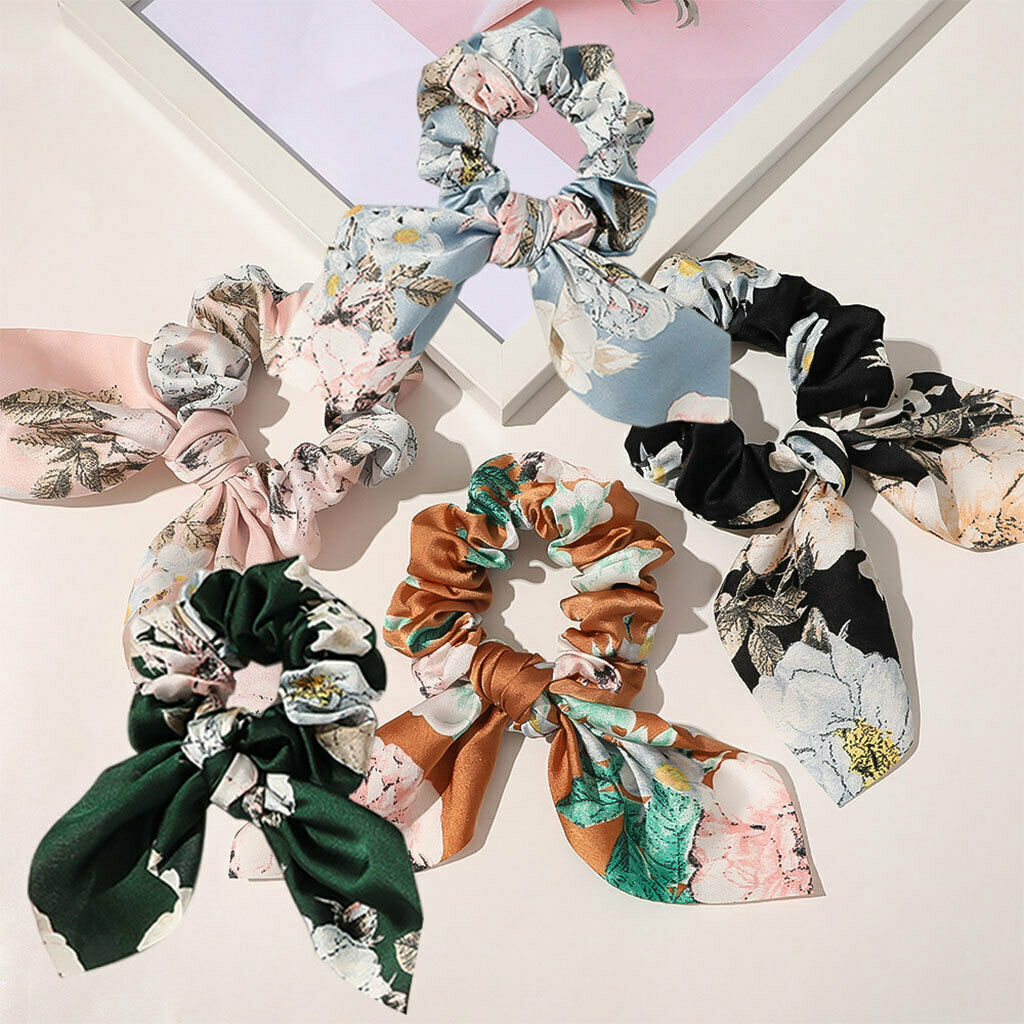 Fashion Flowers Bandana Elastic Hair Scrunchies Ponytail Holder Hair Ties