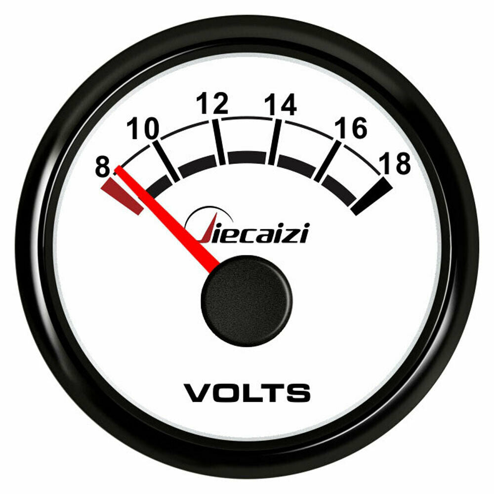White 52mm 2-1/16" voltmeter 8-18V for car truck marine yacht ATV blue backlight