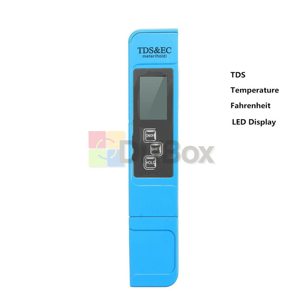 Blue EC-1 Water Quality Test Meter Digital Tool TDS & EC Temperature 0-9990 ppm