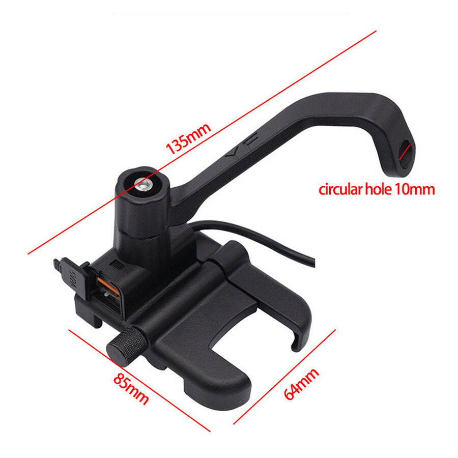 Motorbike Mirror Holder Install Phone Bracket& QC3.0 Charger Waterproof USB Port