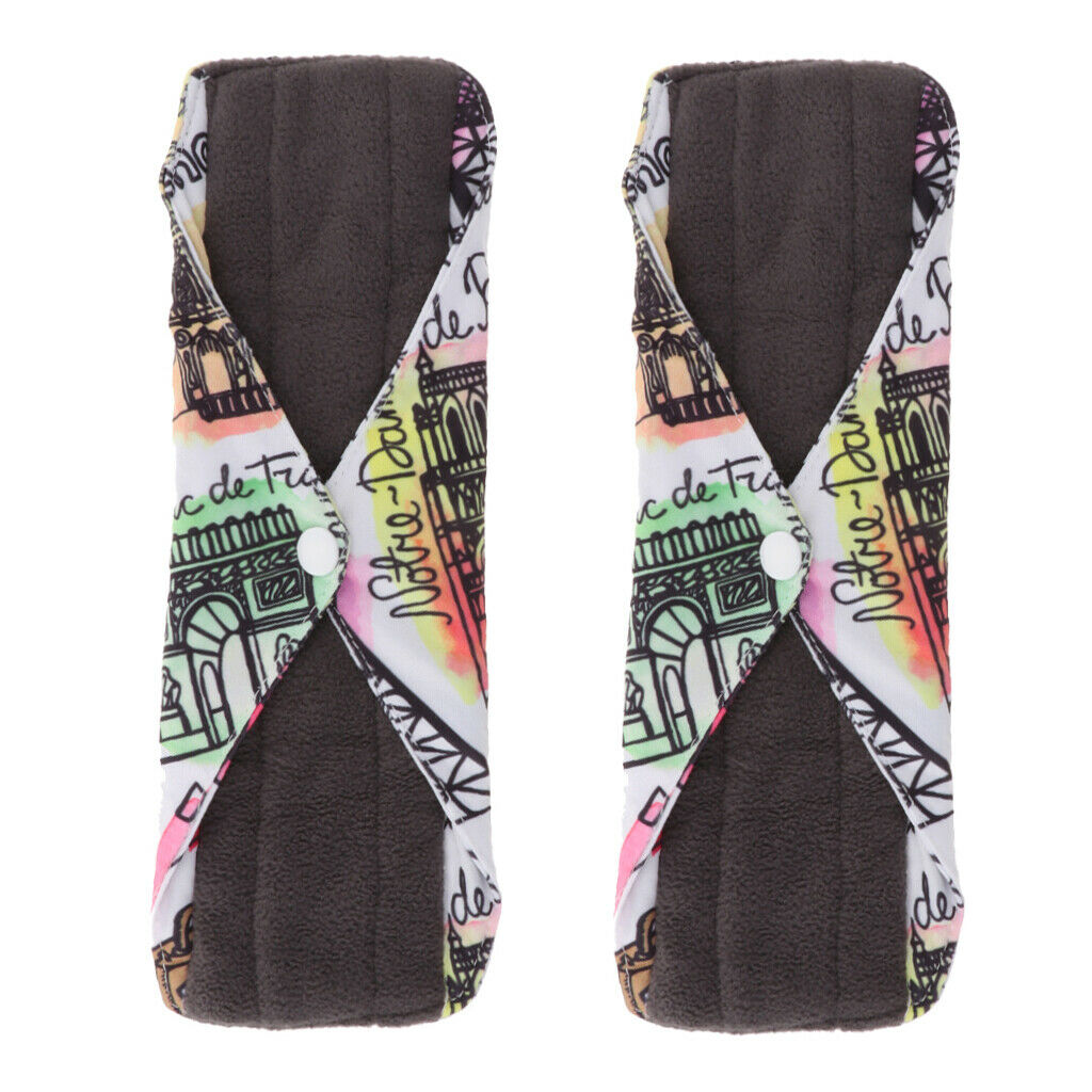 2X Washable Bamboo Charcoal Fiber Menstrual Pad Reusable Sanitary Cloth Pads