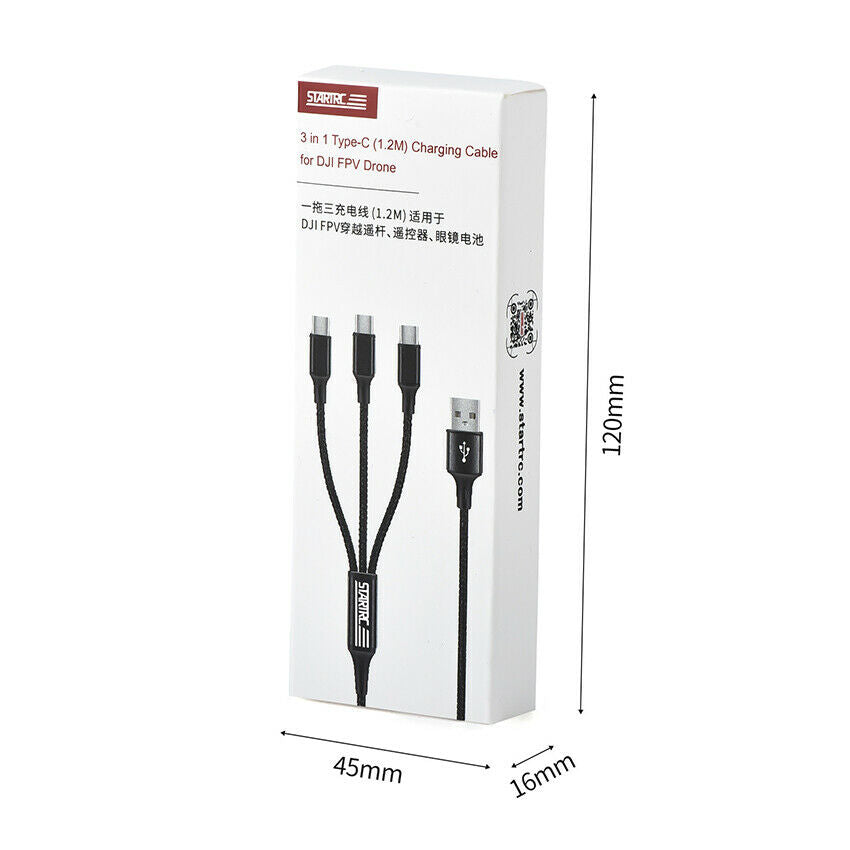 Type-C Charging Cable For DJI FPV Combo Drone Remote Control Glasses Battery