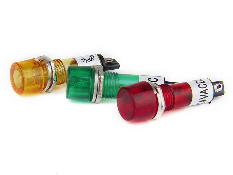 30pcs Red Yellow Green 24V   10mm Power Signal Indicator Pilot Light Bulb