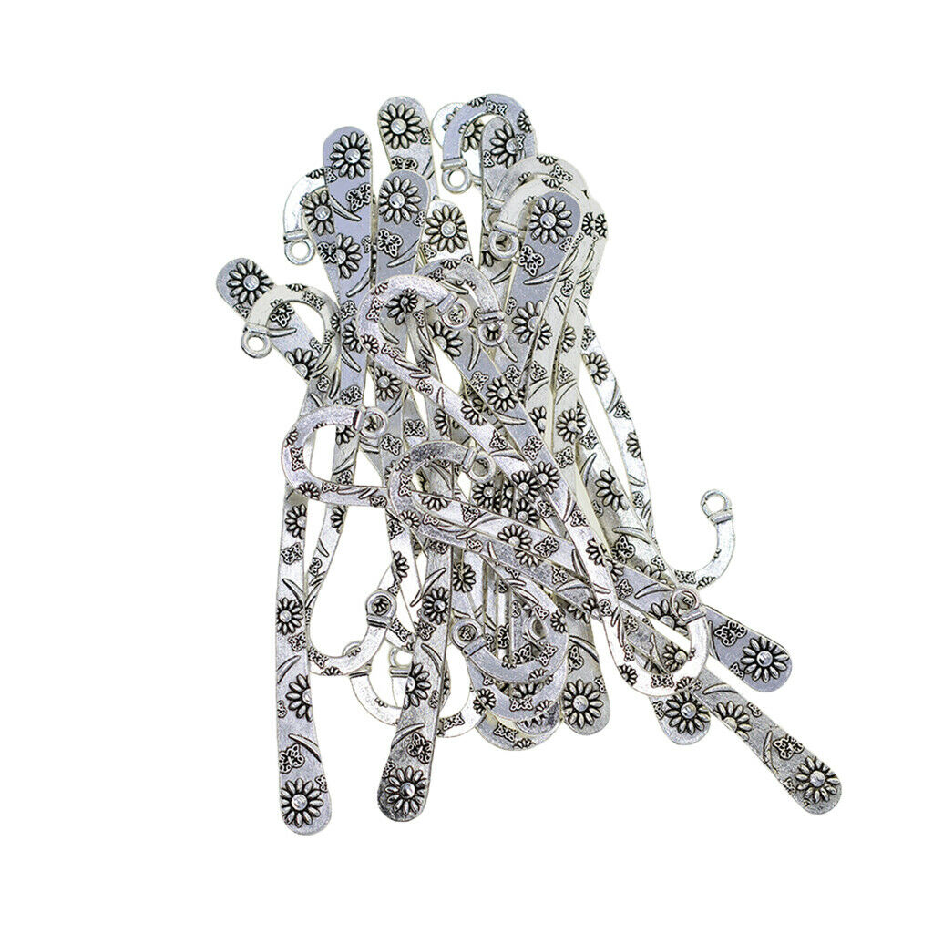 20Pcs Tibetan Tone Metal Bookmarks Label Stationery Beading Hook Book Marker