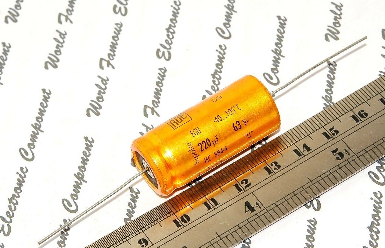 1pcs - ROE EGU 220uF (220µF) 63V Bipolar Axial Capacitor / Kondensatoren - BP