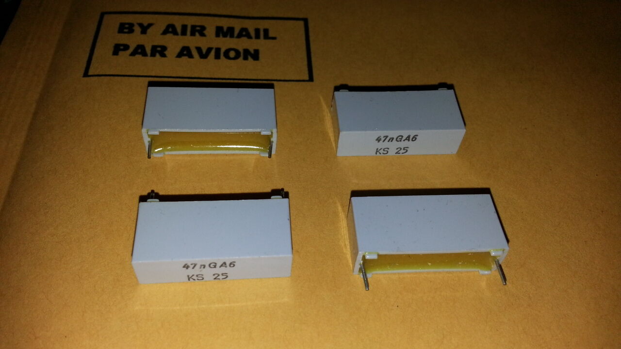 4pcs NOS RFT GERMANY 0.047UF 47NF 25V 1% MATCHED HI END STYROFLEX AUDIO CAPS!