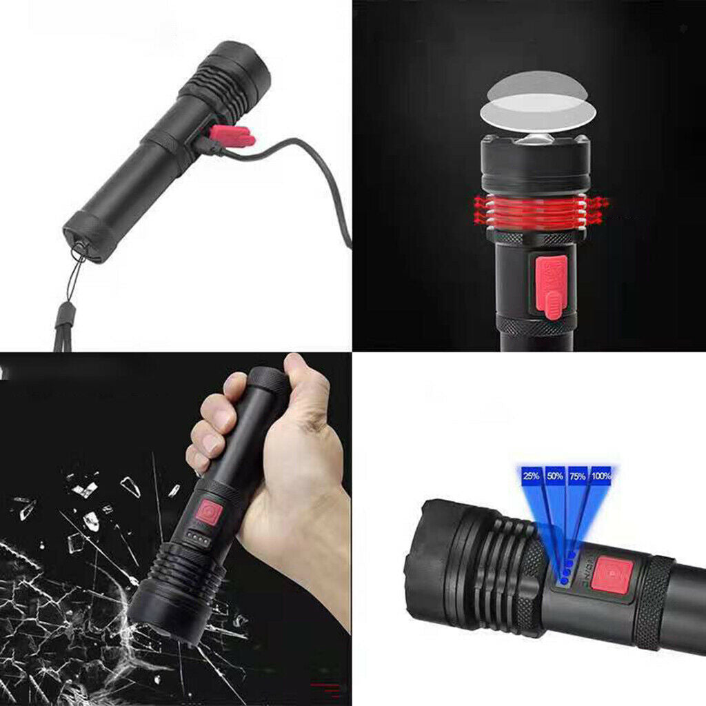 Flashlight Rechargeable Black Light with Battery Display Torch Blacklight LED