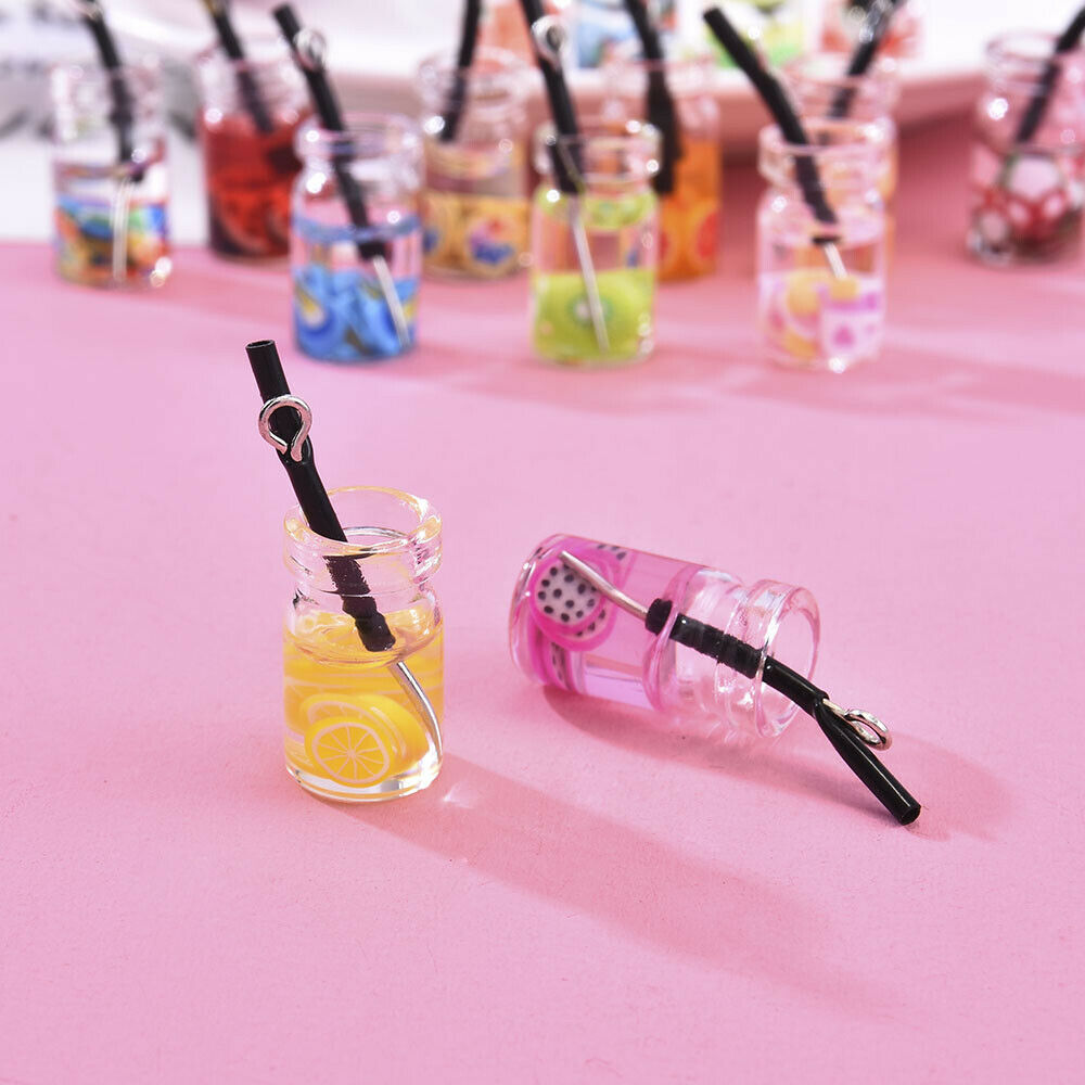 20x Mixed Fruit Slice Juice Glass Bottle Pendant Charms Jewelry DIY Findings*