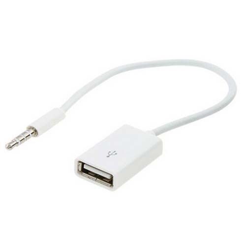 3.5mm Male AUX Audio Plug Jack To USB 2.0 Female Converter Cord Cable Car MP3
