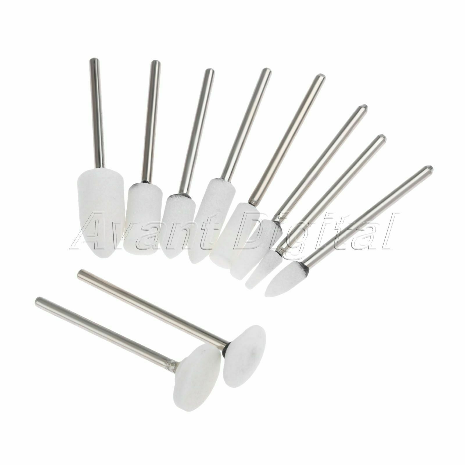 10pcs White Corundum Grinding Polishing Wheel Head Rotary Tool Metal Glass Stone