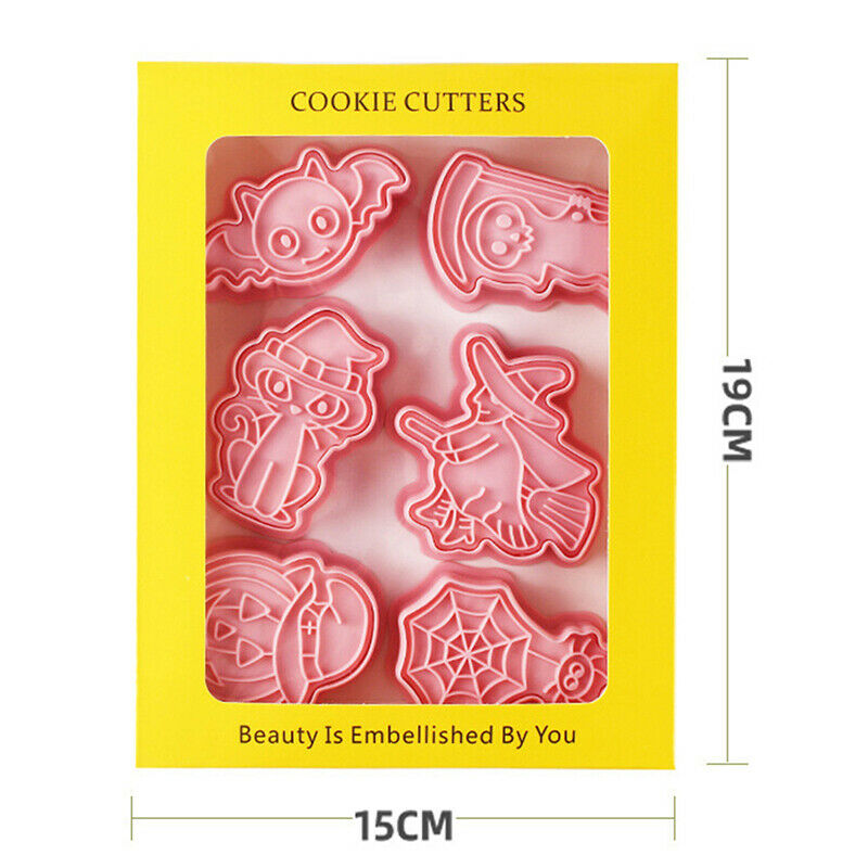 6PCS Halloween Cookie Plunger Cutters Cake Biscuit Sugarcraft Mold Baking ToBDA
