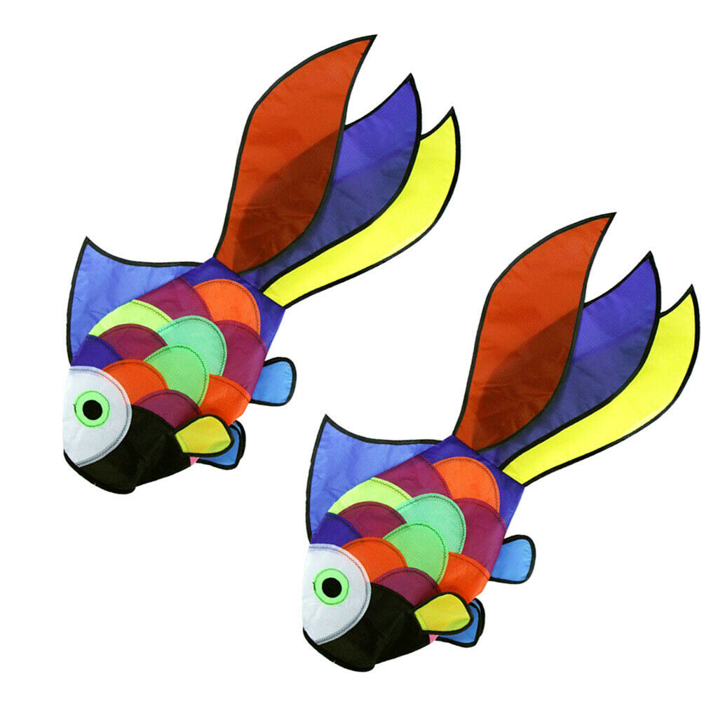 2pcs Rainbow Fish Kite Windsock Outdoor Garden Decor Children Line