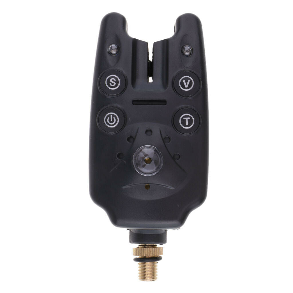 2X Fishing Bite Alarm Indicator Sound Light Alert Fishing Rod Holder Black