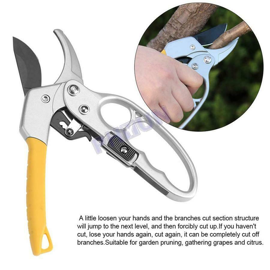 Garden Pruning Shear Ratchet Scissors Branch Cutter Trimmer Carbon Steel Scissor