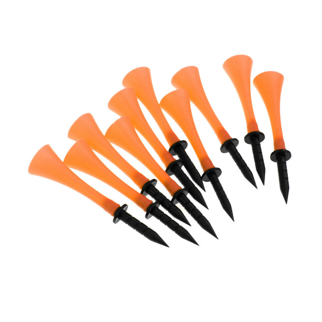 Pack of 10 Orange Rubber Golf Tees 83mm - High Quality