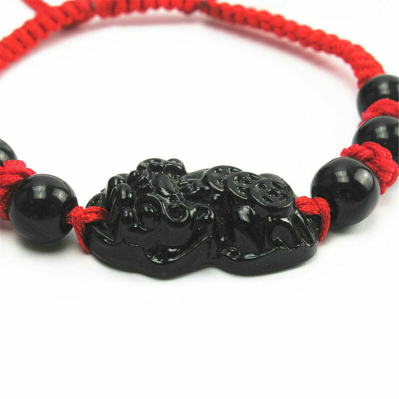 Unisex Obsidian lucky Pi Xiu Brave Troops Wrist Pipe Bracelet Knitting Bead Rope