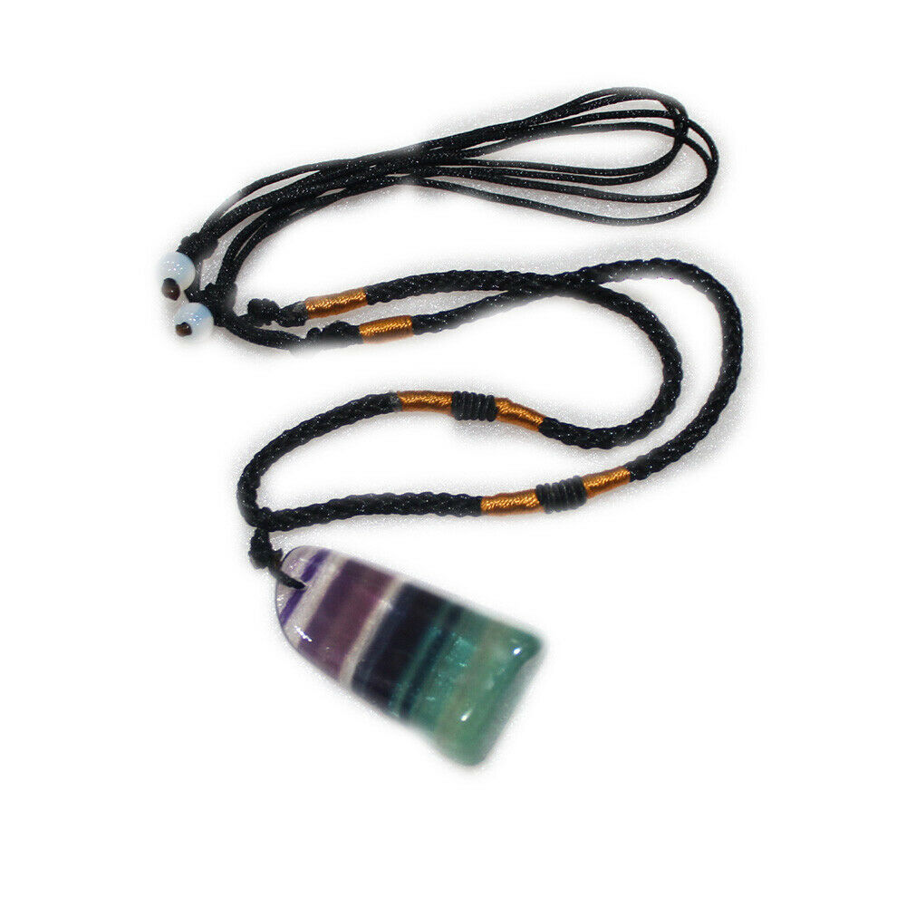 Natural Colorful Fluorite Quartz Crystal Pendant Irregular HealingStone Necklace