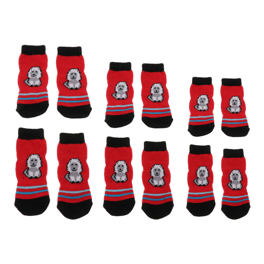 Warm Anti-Slip Dog Cat Puppy Socks Pet Paw Protector for Indoor Wear M