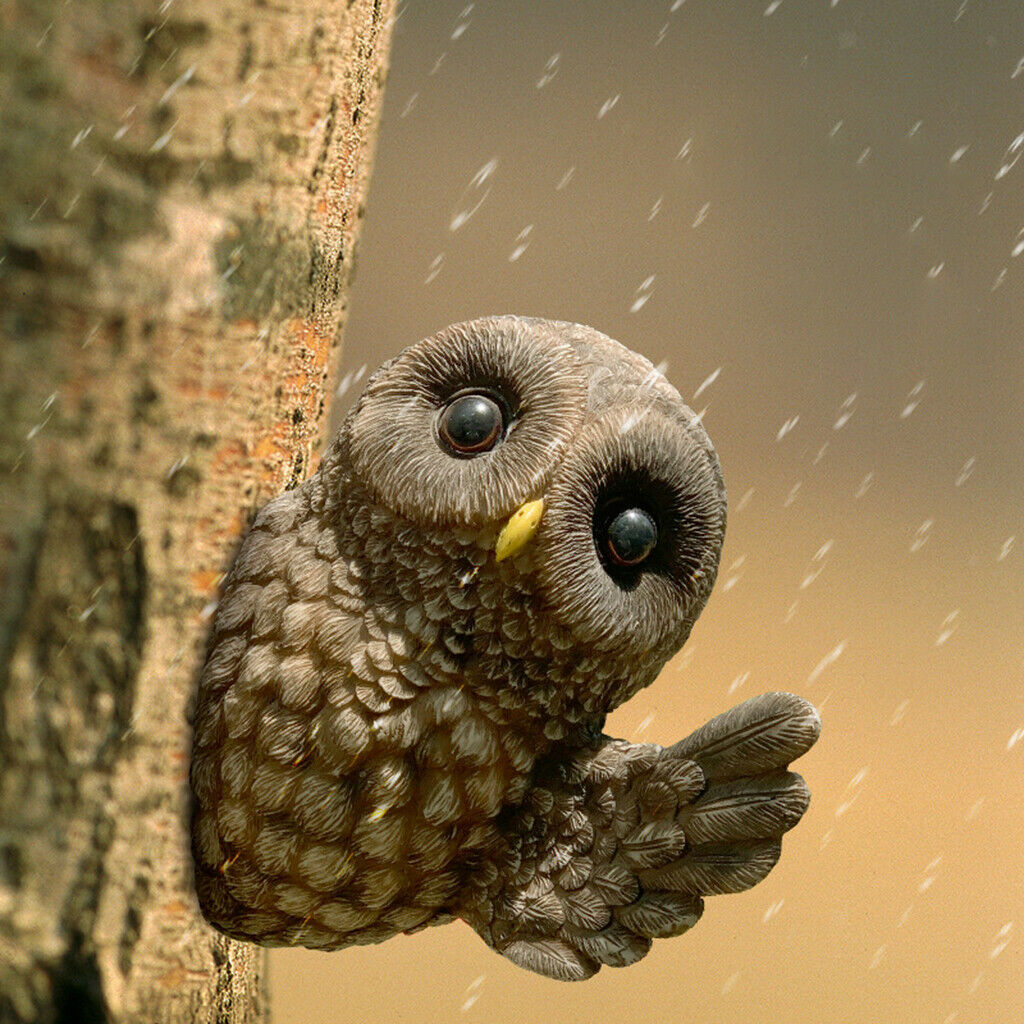 Owl Tree Hugger Garden Peeker Statues Gardening Decoration Decor Yard Art