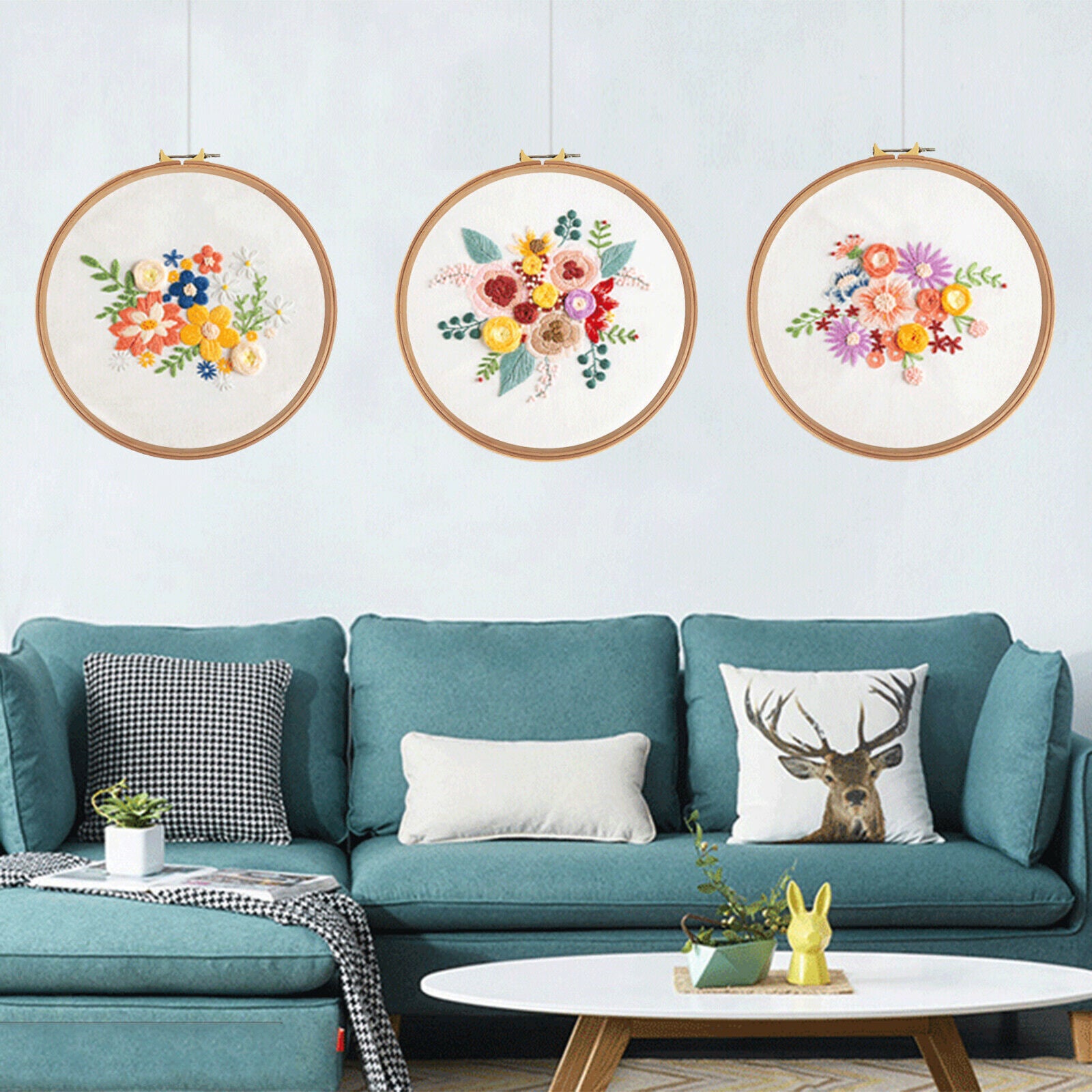 Adjustable Beech Wooden Embroidery Hoop Circle 14.5inch Cross-Stitch Sewing