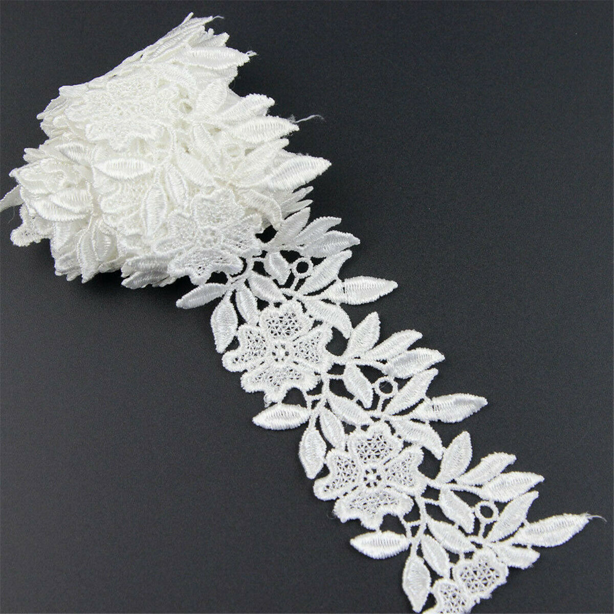 1 Yard DIY Lace Trim Ribbon Bridal Embroidered For Wedding Dress Sewing Craft