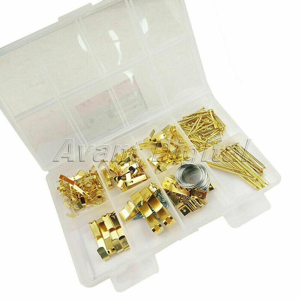 200PCS Picture Hanging Kit Up To 50LBS Screw Eye/Wire/Nail Photo Hanger for home