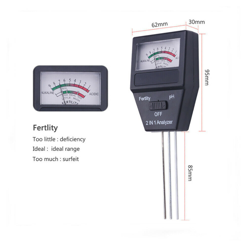 2-in-1 Ph Analyzer Temp Fertility For Indoor Outdoors Garden Farm Planting