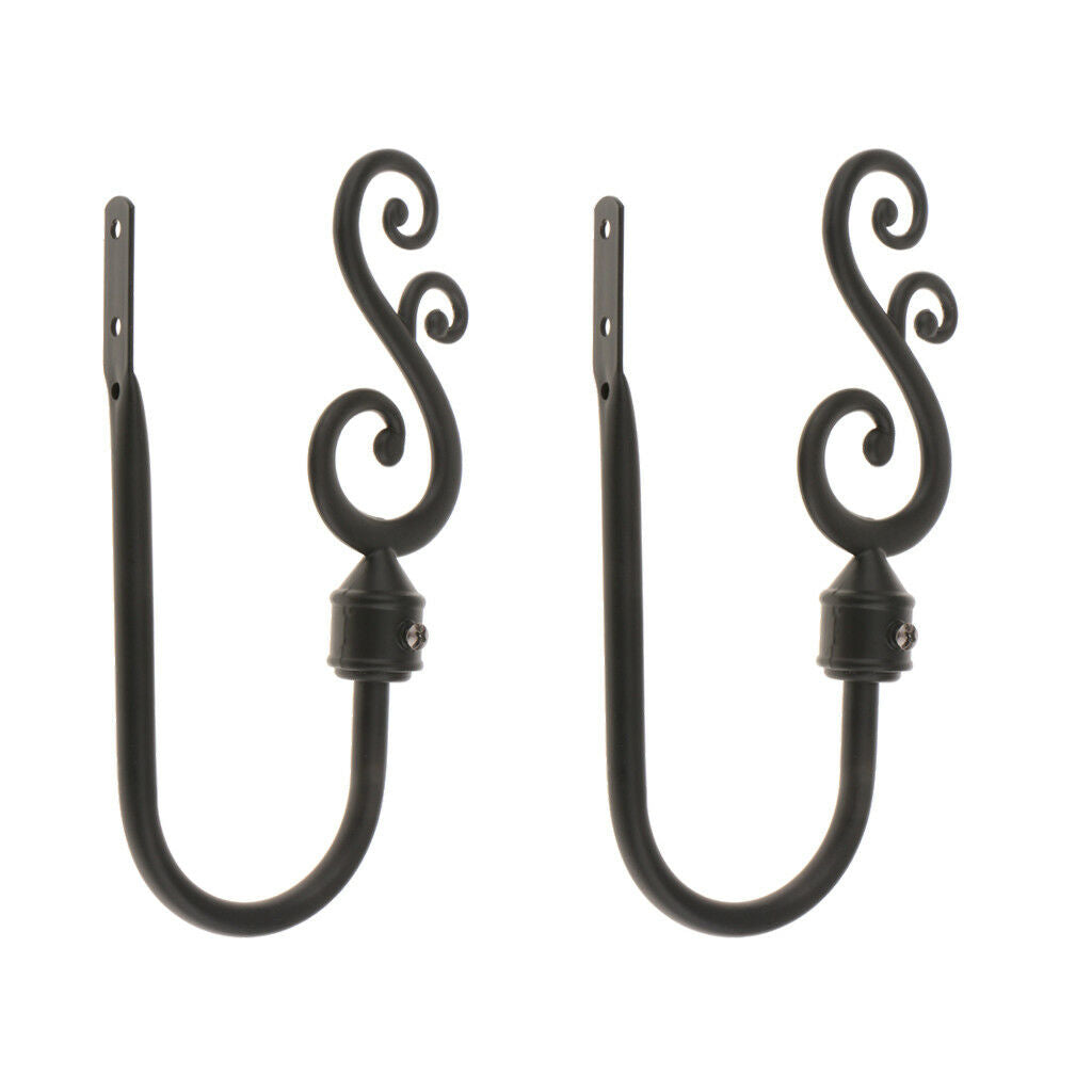 2x Heavy Duty Decorative Curtain Hook Drapery Tieback Hanger Holder Black
