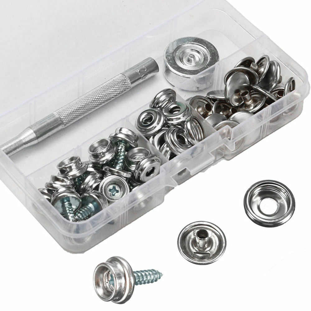 62 Pcs Iron Boat Marine Canvas Fabric Snap Cover Button Socket Kit Snap Fastener