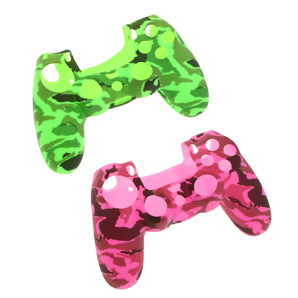 2Pieces Pro Rubber Case Skin Cover Protector Colorful for Sony PS4 - Green/Red