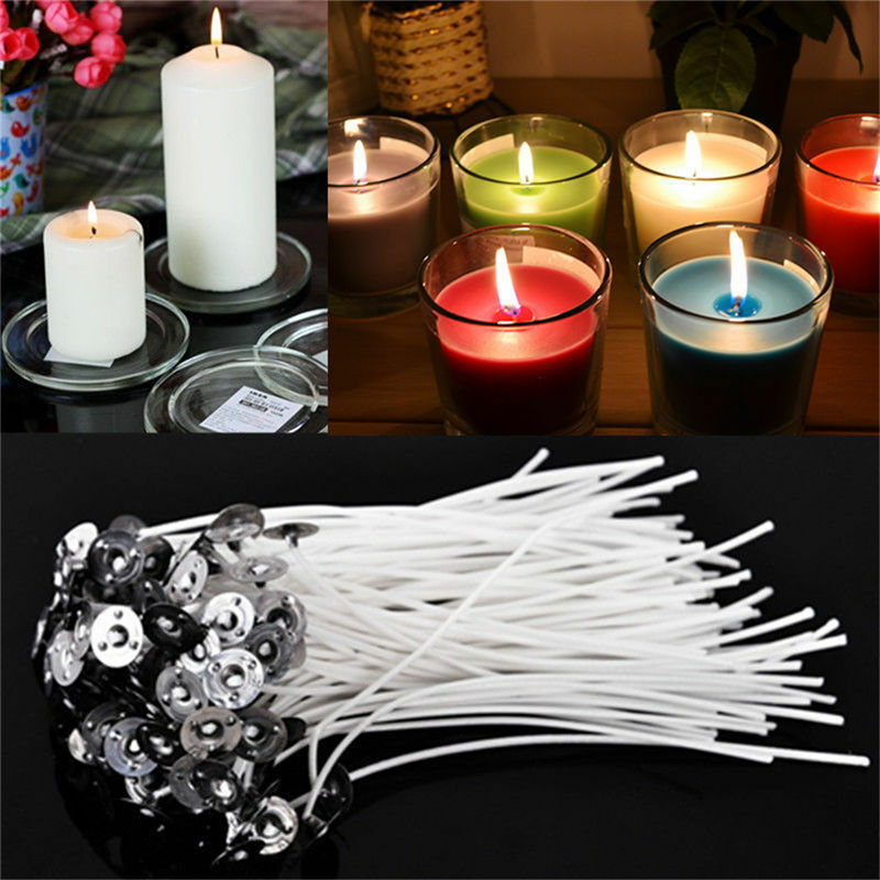 50 Candle Wicks 6 Inch COTTON Core Candle Making Supplies Pretabbed