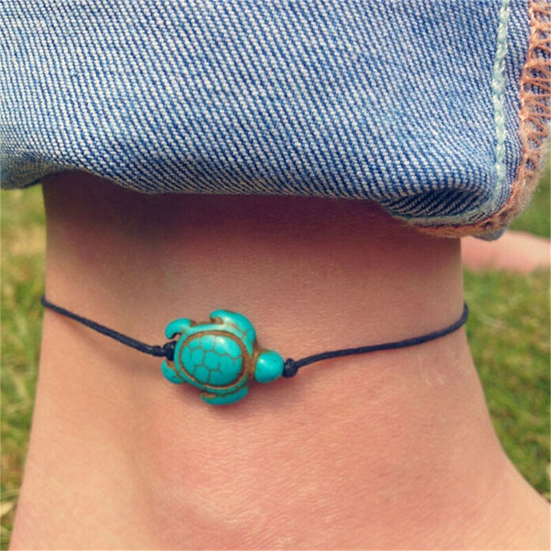 Women Boho Turquoise Turtle Ankle Chain Bracelet Foot Chain Beach Jewelr yuL Qx