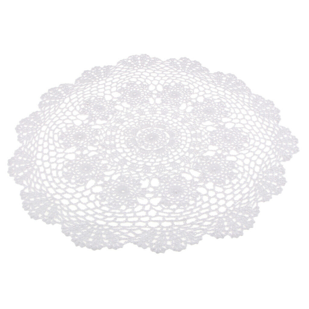 White Water Lily Crochet Cotton Lace Doily Table Placemats Doilies Mat 50cm