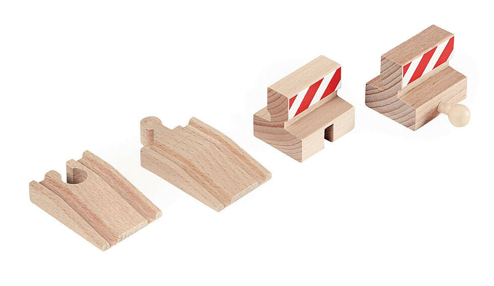 33385 BRIO Stop & Ramp Tracks Wooden Railway Tracks 4 pcs Age 3 Years+