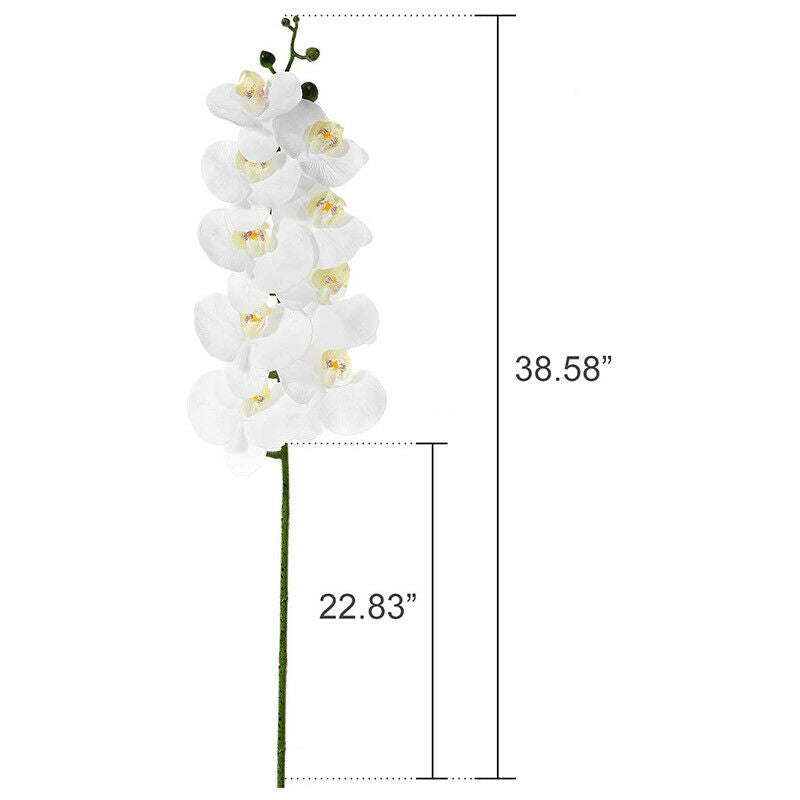 2Pcs 38inch Artificial Real Contact Orchids Flowers 9Heads Latex PhalaenopsiF6G7