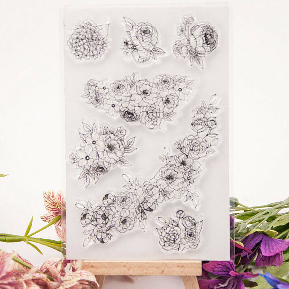 flowers transparent clear silicone stamp for diy scrapbooking photo deco.l8