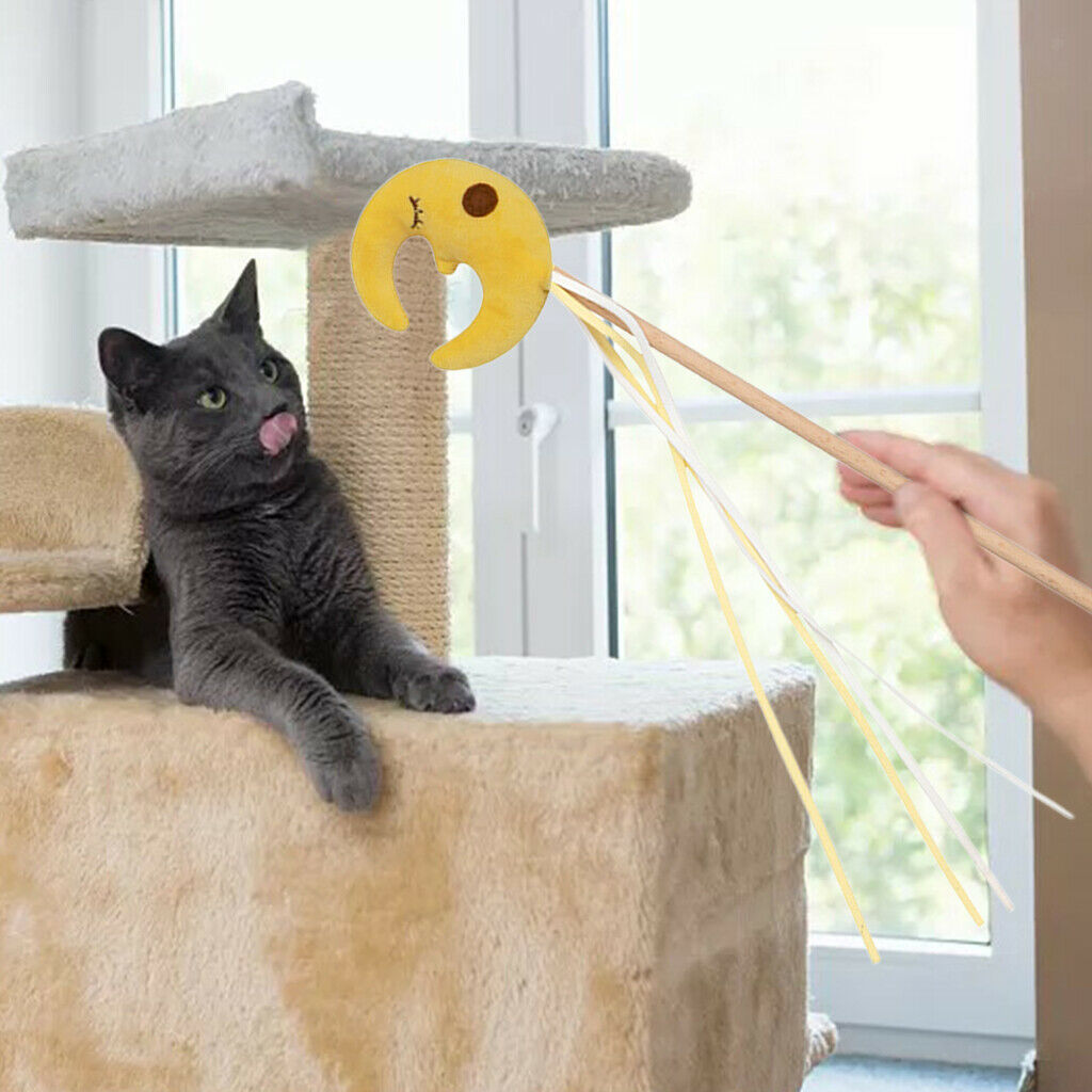 Cat Stick Toys Kitten Pet Interactive Wand Starry Sky Ribbon String Toys Moon
