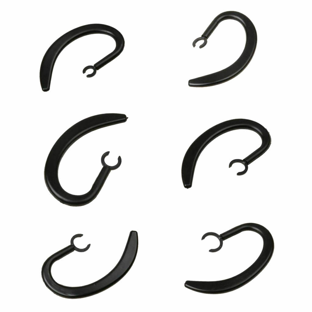 6 Pcs Replacement Spare Ear Hooks Earloop For Bluetooth Headset Black