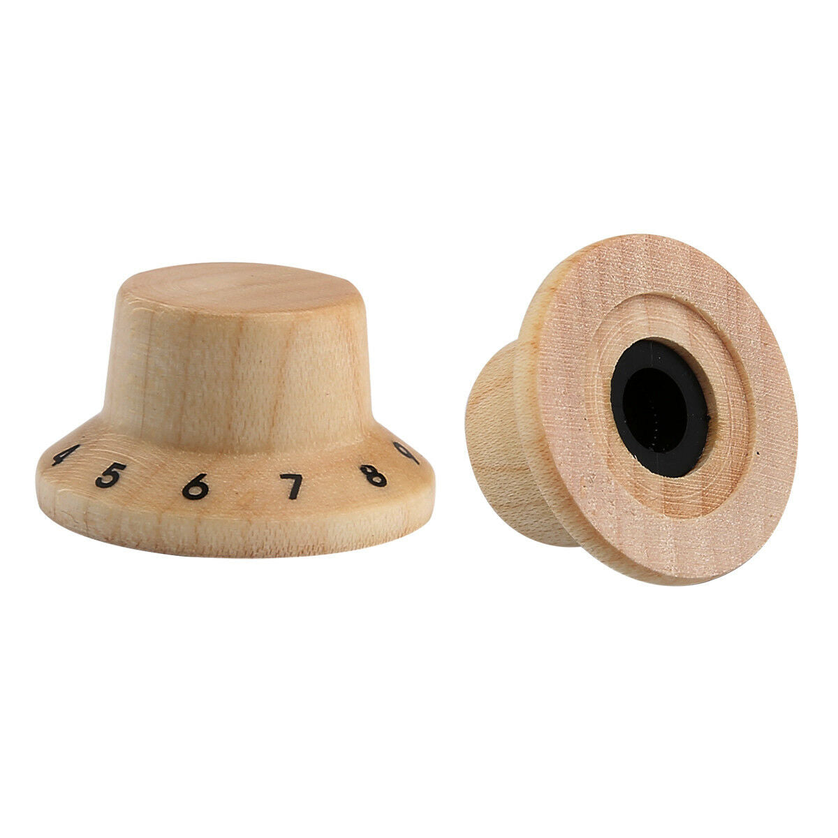2x Maple Wood Strat Style Bell Knobs Guitar Bass Top Hat Knob 1-10