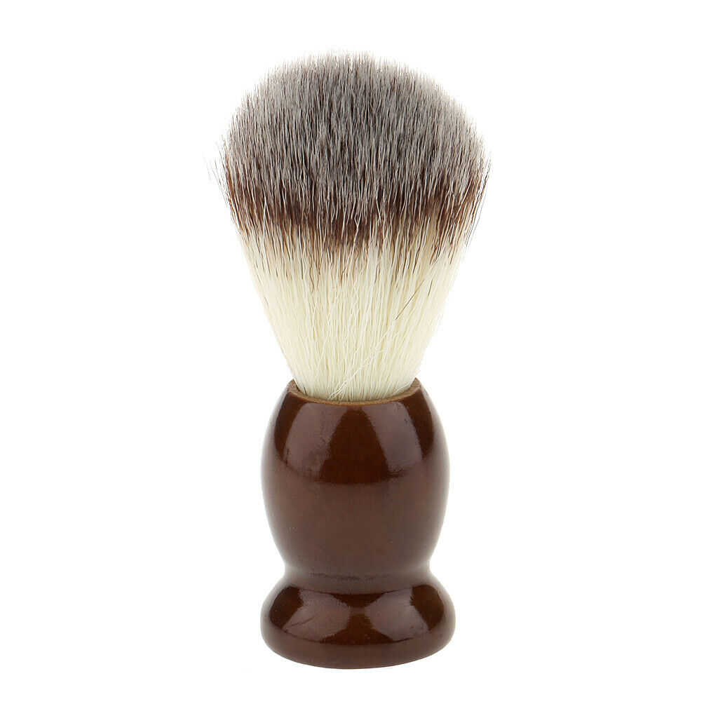 Bathroom Men Barber Wood Shaving Brush + Alloy Bowl Mug Cup W/ Lid Set Kit